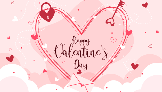 手绘爱心情人节背景矢量素材(AI/EPS)