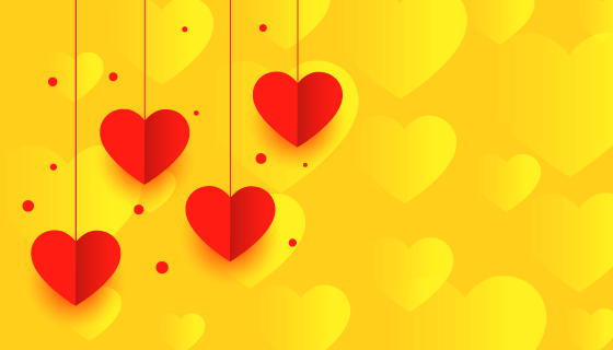 红色爱心黄色情人节背景矢量素材(EPS)