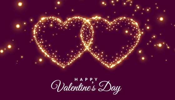 金色闪亮爱心情人节背景矢量素材(EPS)