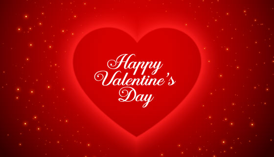 红色闪亮爱心情人节卡片矢量素材(EPS)