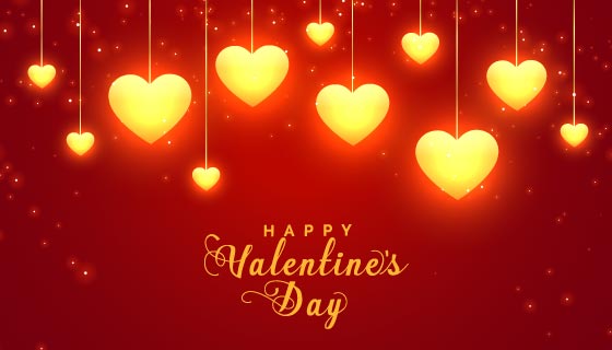 金色闪亮爱心情人节卡片矢量素材(EPS)