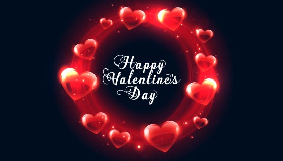 闪亮爱心圆环情人节卡片矢量素材(EPS)