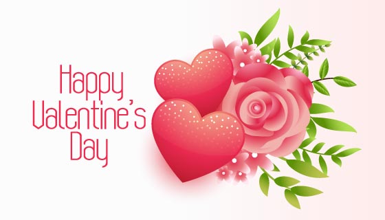 鲜花和爱心情人节卡片矢量素材(EPS)