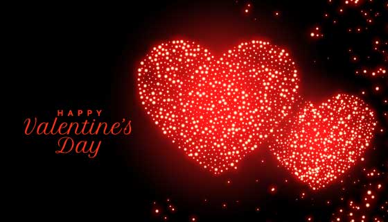 闪烁红点爱心情人节卡片矢量素材(EPS)
