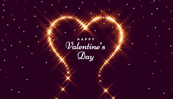 闪耀的爱心情人节卡片矢量素材(EPS)