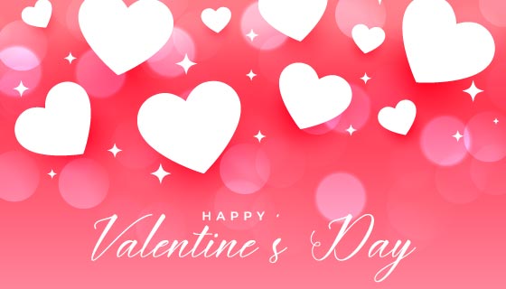 爱心和星星粉色情人节快乐卡片矢量素材(EPS)