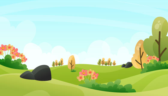 扁平风格春天景色矢量素材(AI/EPS)