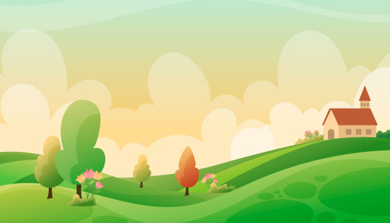 春意盎然的春天景色矢量素材(AI/EPS)