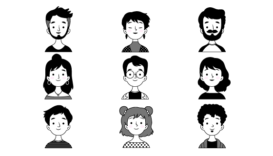 黑白风格人物头像矢量素材(AI/EPS/PNG)