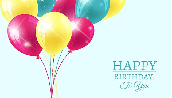 五颜六色的气球生日背景矢量素材(EPS/AI)