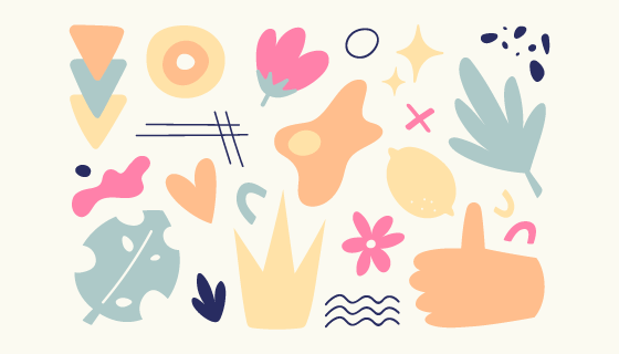 手绘抽象物形状量素材(AI/EPS/PNG)