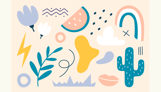 手绘抽象形状矢量素材(AI/EPS/PNG)