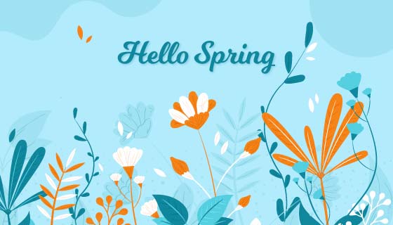 扁平风格花卉设计春天背景矢量素材(AI/EPS/PNG)