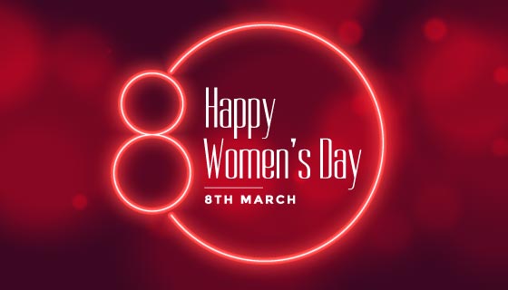 霓虹灯设计女神节快乐矢量素材(EPS)