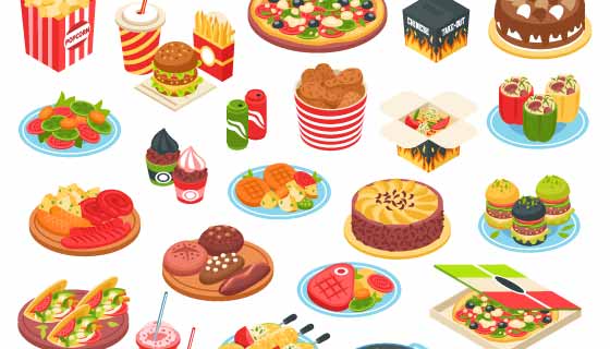 西式美味快餐矢量素材(EPS/PNG)