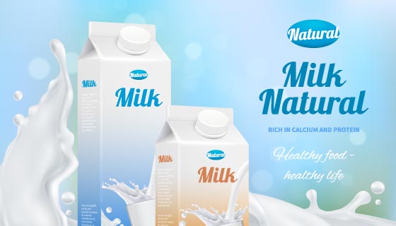 逼真的牛奶广告海报矢量素材(EPS)