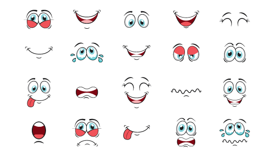 可爱的卡通眼睛嘴巴矢量素材(EPS/PNG)