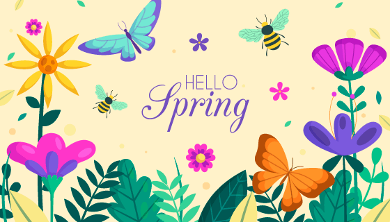 花卉和蝴蝶春天背景矢量素材(AI/EPS)