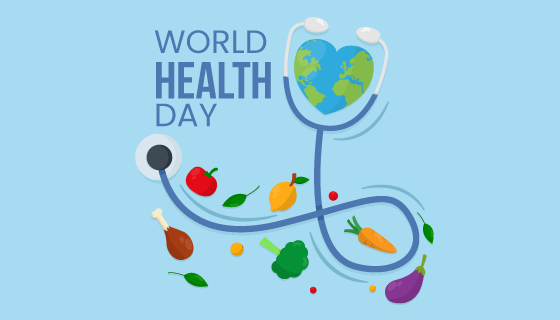 地球和听诊器设计世界卫生日矢量素材(AI/EPS/PNG)