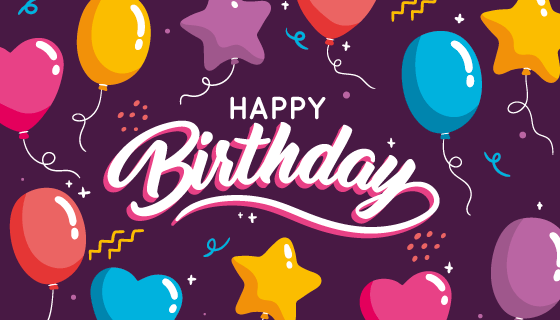 手绘气球生日快乐背景矢量素材(AI/EPS)