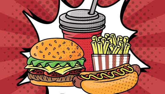 手绘西式快餐矢量素材(EPS/PNG)