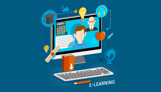 扁平设计在线学习矢量素材(EPS)