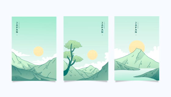 简约日系山脉封面设计矢量素材(AI/EPS)