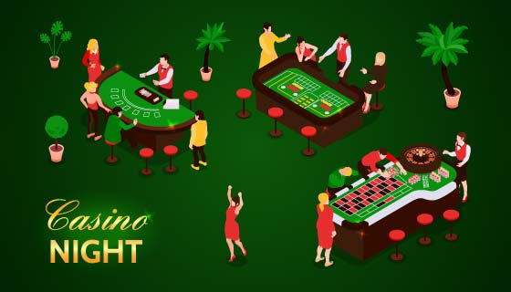 赌场上正在娱乐的人们矢量素材(EPS)