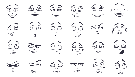 面部表情集合矢量素材(EPS/PNG)