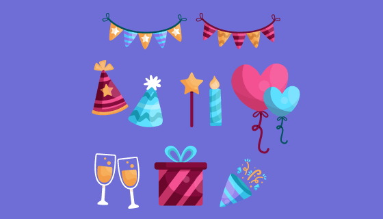 生日装饰元素矢量素材(AI/EPS/PNG)