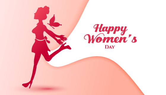 可爱女生剪影女神节快乐矢量素材(EPS)