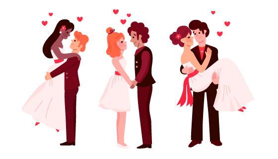 甜蜜的新婚夫妇矢量素材(AI/EPS/PNG)