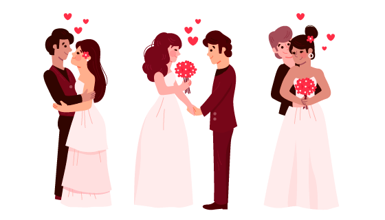 甜蜜的新婚夫妇矢量素材(AI/EPS/PNG)