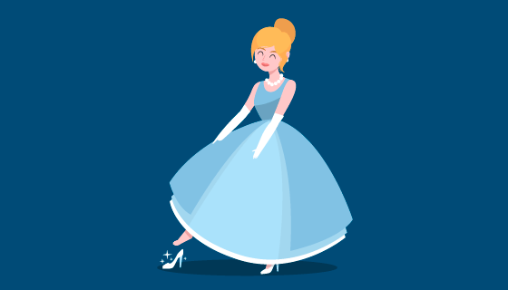 穿着蓝色连衣裙的灰姑娘矢量素材(AI/EPS/PNG)