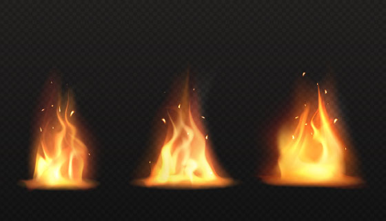 四束逼真的火焰矢量素材(EPS)