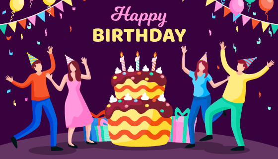 正在庆祝生日的人们矢量素材(AI/EPS)