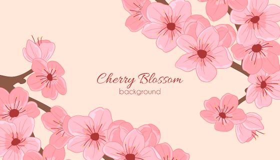 手绘漂亮樱花背景矢量素材(AI/EPS)