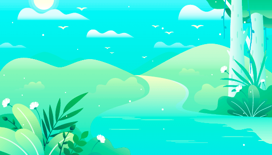 绿意盎然的春天景色矢量素材(AI/EPS)