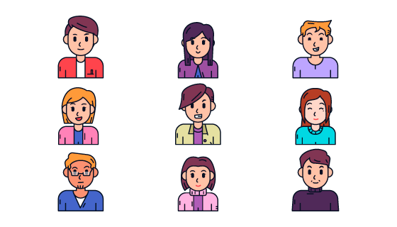 手绘风格人物头像矢量素材(AI/EPS/PNG)