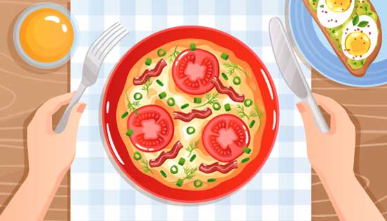 手拿餐具用餐矢量素材(EPS)