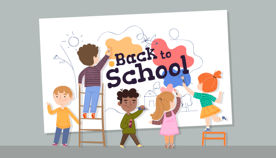 学生们开学返校矢量素材(AI/EPS)