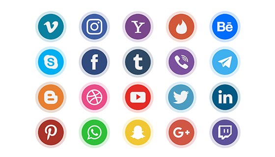 20个圆形社会化图标矢量素材(EPS/AI)