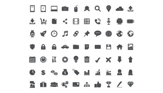 70个灰色商务图标矢量素材(EPS/PNG)