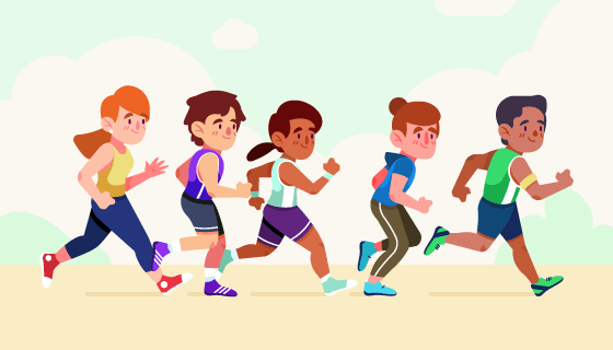 正在跑步的人们矢量素材(AI/EPS/PNG)