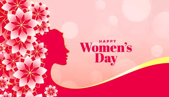 花朵和女生侧脸女神节快乐矢量素材(EPS)