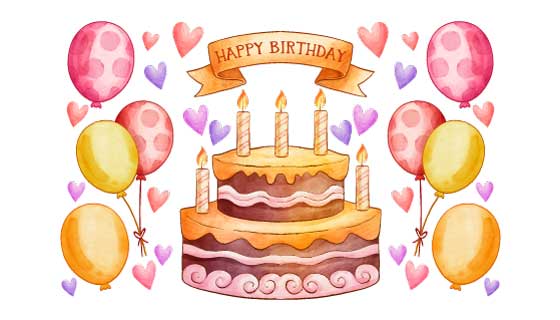 手绘风格生日快乐矢量素材(AI/EPS/PNG)