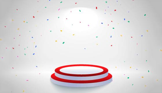 五彩纸屑飘落的讲台矢量素材(EPS)