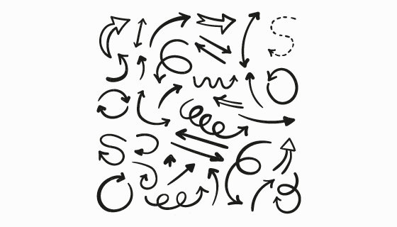 手绘风格黑色箭头矢量素材(AI/EPS/PNG)