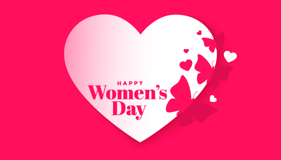 爱心和蝴蝶设计女神节快乐矢量素材(EPS)