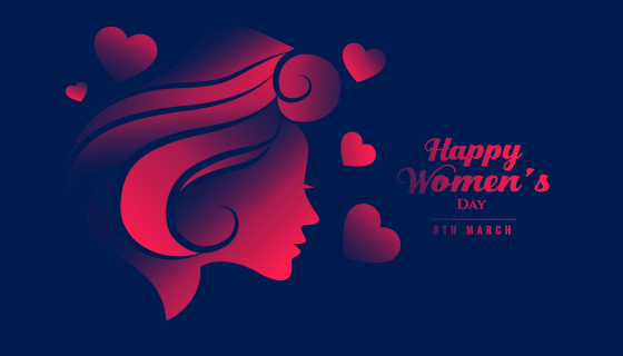 女生侧脸剪影设计女神节快乐矢量素材(EPS)